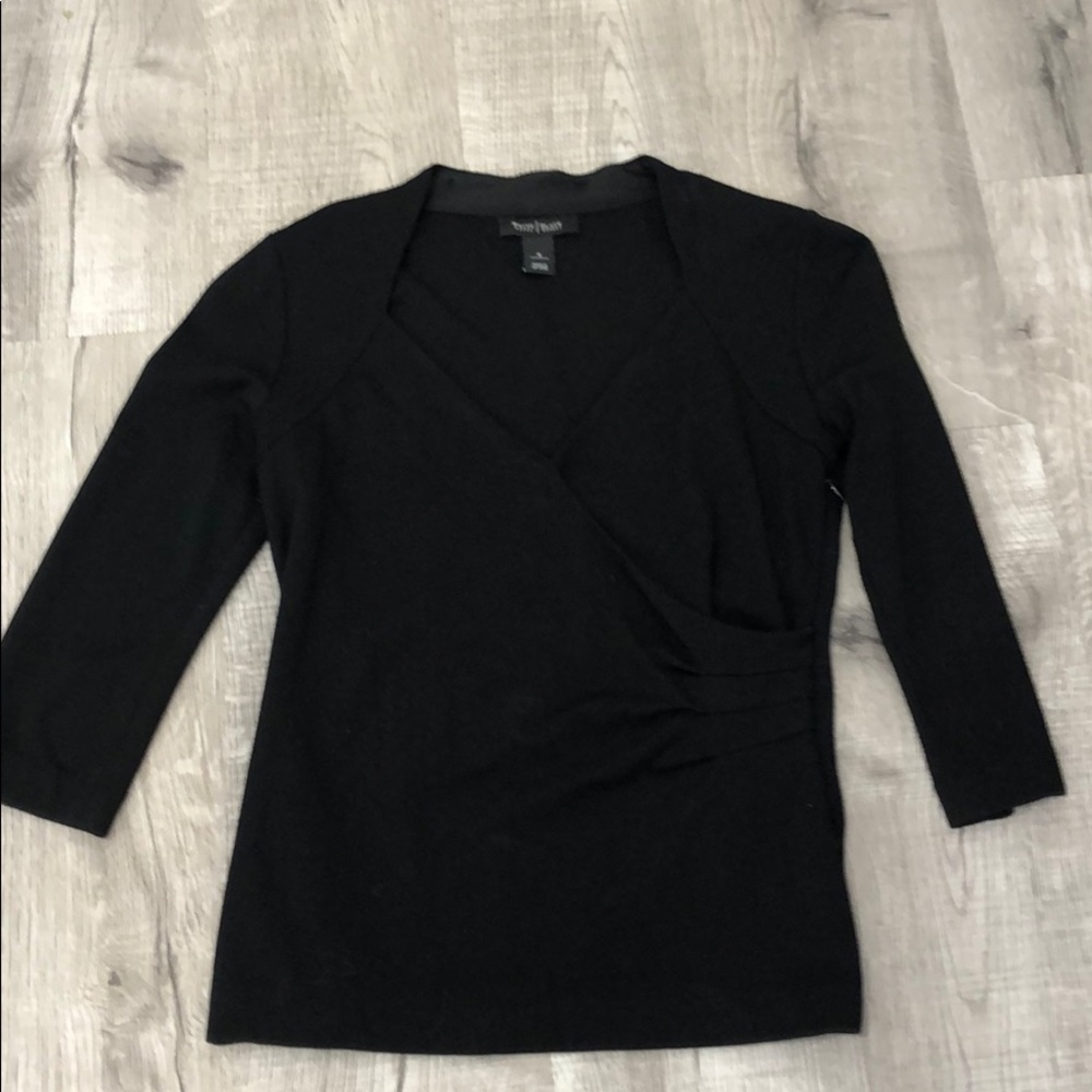 White House Black Market Black 3/4 Sleeve Blouse